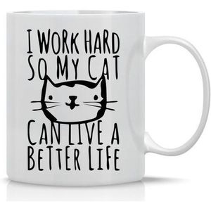 أعمل بجد حتى يمكن لقطتي أن تعيش حياة أفضل، أكواب قهوة مضحكة ولطيفة