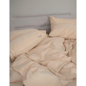 طقم كيس لحاف قطن 3 قطع – غطاء لحاف بمقاس 220 * 240 سم مع 2 كيس مخدة 50 * 70 سم – ناعم ومريح للاستخدام اليومي (سكري غامق)