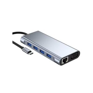 ZERO Type-C Hub 11 in 1 USB C to 4K HDMI + RJ45 + PD + audio 100W Charge + USB3.0 + VGA + SD/TF Card Reader Dock for MacBook Windows Laptop