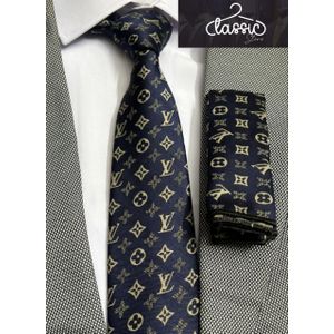 Classic ربطة عنق رجالى مستوردة تركى لوى فيتون معها منديل حجم 7سم وسط