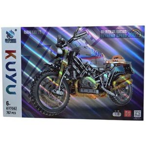 Large sports motorcycle building block toy with 767 pieces for children.