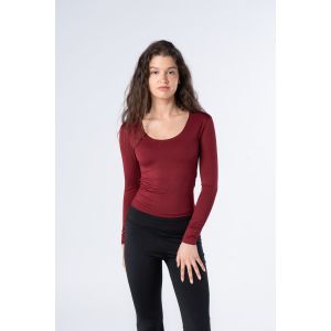 OUTDATED Wide Neck Long Sleeve - Burgundy