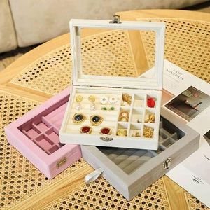 Luxury jewelry organizer box with transparent lid