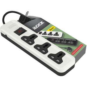 iLOCK iLOCK  power strip 3 universal outlets with switch (white)