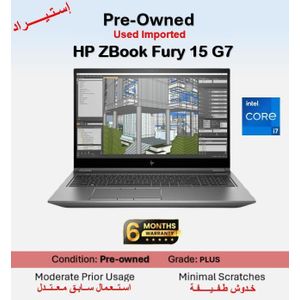 HP زد بوك فيوري 15 G7 مستعمل بمعالج إنتل كور i7-10750H - رام 32 جيجابايت - تخزين SSD 512 جيجابايت - بطاقة رسومات NVIDIA Quadro T2000 مع تصميم Max Q بسعة 4 جيجابايت - الدرجة B - ويندوز - شاشة 15.6 إنش FHD - لوحة مفاتيح إنجليزية (مستورد مستعمل)