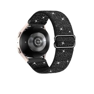 سوار نايلون حلقي 20 مم لساعات سامسونج جير سبورت/ووتش 6/ووتش 4/ووتش 5/ووتش 5 برو/إس 2 كلاسيك/أكتيف 2 (40 مم/44 مم)/أمازفيت جي تي إس 2/3/جي تي إس 4/4 ميني/بيب 3/برو/جي تي إس 2 ميني/جي تي إس 2 إي/بيب يو، أسود لامع