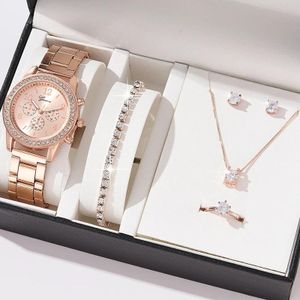 Ladies watch and on sale bracelet set rose gold
