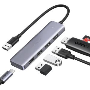 Ugreen موزع USB 3.0 بأربعة منافذ مع طاقة Micro USB 5V، متوافق مع اللاب توب والماك ووحدات التخزين المحمولة بقوة 5 فولت