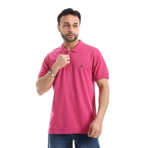 Solid Short sleeves slip On Polo Shirt - Dark Pink