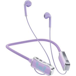 KIn KL50 Bluetooth Neckband Earphones 48H Playtime With LED Display TF Card Slot Multi Functional Button Control   Purple
