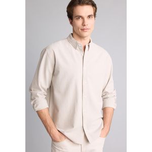 Defacto Relax Fit Buttondown Polo Neck Cotton Long Sleeve Shirt