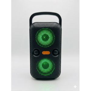 مكبر صوت لاسلكي للحفلات JL-325 بصوت جهير قوي وبطارية 8 ساعات - صب بلوتوث محمول مع إضاءة LED متزامنة ومدخل فلاشة وكارت ميموري - أسود