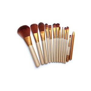 12-Piece Makeup Brush Set Beige/Brown/Gold
