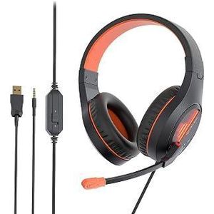 Meetion hp021 - stereo gaming headset with mic for computer pc/laptop/ps4/xbox one/mobile/tablet - black/orange, Wired