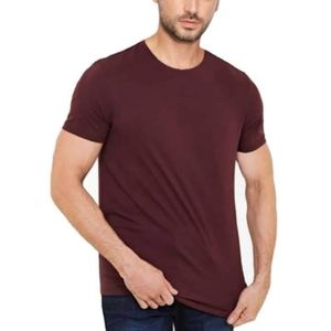 تشيرت قطنى برقبة دائرية نص كم سادة 