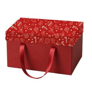 Christmas Gift Box Red Storage Container with Holiday Theme Wrapping Box 