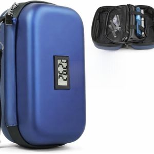 Portable Insulin Cooling Travel Case Temperature Display Waterproof Medical Storage Organizer Diabetic Medication Protection Carry Pouch Compact Secure Daily Outdoor Emergency Use Health Safety Blue