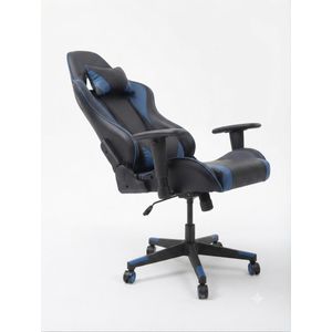  Professional Ergonomic Gaming Chair with High Backrest, Lockable Recline Mechanism, Adjustable Lumbar & Headrest Pillows, Nylon Base - Blue & Black