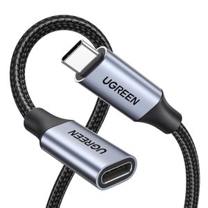 Ugreen USB-C Male to USB-C Female Gen2 5A Alu Case Braided Extension Cable 1m (Dark gray)