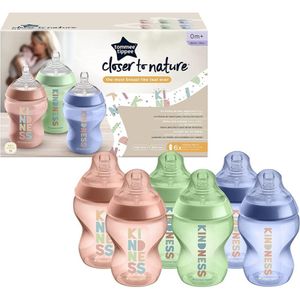 tommee tippee طقم ببرونات ناتشورال ستارت كلوزر تو نيتشر كايندنس مضادة للمغص متعددة الألوان 6 قطع سعة 260 مل - 422734