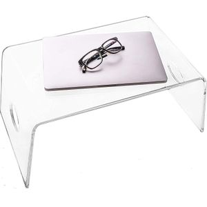 BEST MEDIA BPA Acrylic Bed Tray with handles (21” x 12” x 9”) - Clear Laptop Stand for Home Office, Lightweight Portable Lap Desk for Eating, Reading or Writing, Mobile Table for Bed & Couch/Sofa