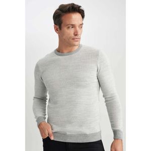 Man Standart Fit Long Sleeve Pullover - GREY MELANGE