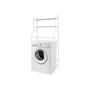 YverLand Washing Machine Shelf Storage Unit Laundry Unit with 3 Shelves Auxiliary Cabinet Organizer Metal White for Laundry (Washing Machine Rectangular)