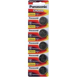 Panasonic بطارية ليثيوم CR2032 بتصميم خلية عملة معدنية 3 فولت من باناسونيك، 5 قطع