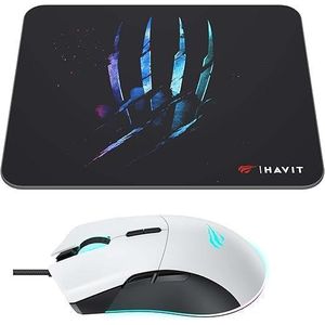Havit Gamenote MS1037CM RGB LED Macro 7200Dpi Gaming Mouse + Mouse Pad (White)
