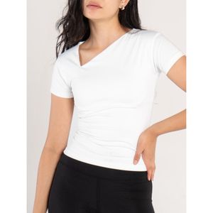 OUTDATED Asymmetrical V Neck Top - White