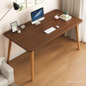 > مكتب أنيق بتصميم عصري – سطح MDF أسود وأرجل خشبية طبيعية – مثالي للعمل والدراسة (90*60 سم) (خشبى, 1)