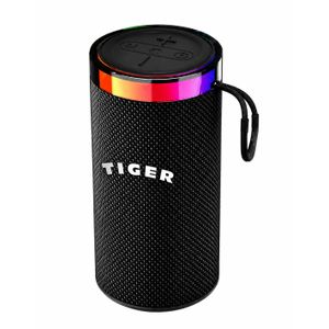 Tiger T-160 Portable Bluetooth Speaker with Stylish Design, RGB Lighting, and Stereo Sound Up to 3 Hours of Playtime - Black