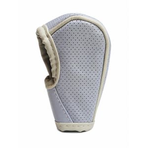 Universal Perforated Leather Automatic Gear Shift Knob Cover – Soft PU Leather, Gray/Beige