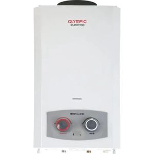 Olympic سخان مياه غاز، 10 لتر، هيروفلو ديجيتال، مدخنة، غاز طبيعي، 5584 - ابيض