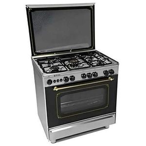 Tecnogas Tecno gas Maestro Gas Cooker 80cm 5 Burners Stainless Steel Black