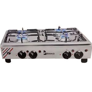 Bismarck موقد غاز بيسمارك 4 شعلات، سطح من الفولاذ المقاوم للصدأ، حجم 55*55 سم