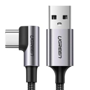 Ugreen USB-A to USB-C Right Angle Fast Charging Cable 3M 3A Braided Cord Gray American Quality 1-Year Warranty
