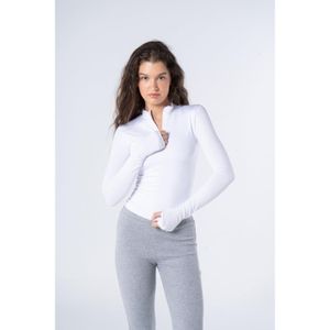 OUTDATED High Neck Zipper Long Sleeve - White
