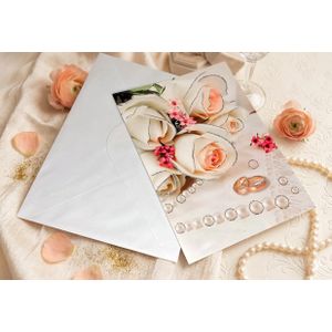 None Glitter greeting card in the shape of a double rose couple with an envelope