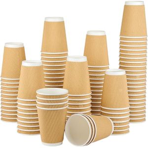 Paper Carton Cups 207ml 7oz Hot Drinks - Disposable 50 Cups - for Home, Companies and Commercial Places