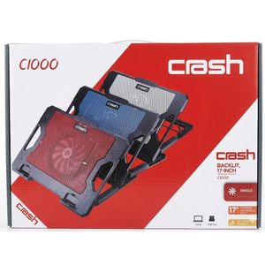 Crash مروحه تبريد لابتوب بتصميم أنيق مع مروحة كبيرة 140 مم وإضاءة LED متوافقة مع أجهزة حتى 17 بوصة من كراش C1000 - احمر