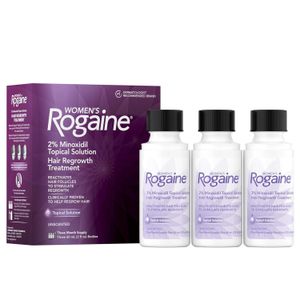 Rogaine روجين للنساء محلول موضعي مينوكسيديل 2% لعلاج إعادة نمو الشعر 3 عبوات -60 مل