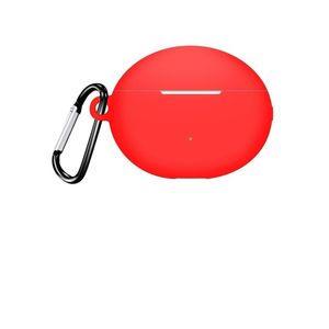 جراب سيليكون متوافق مع سماعات هواوي فري بودز 7i، غطاء حماية من السيليكون الناعم، جراب مقاوم للصدمات مع مشبك تعليق لسماعات هواوي فري بودز 7i (أحمر)