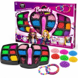 Kids Bead Jewelry Craft Kit for Bracelets, Necklaces and Creative Accessories - 201-3