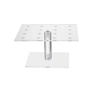 BEST MEDIA  Push Pop Cake Stand Clear Acrylic Display with 16 Holes 24 cm Diameter 4.2 cm Hole Size Ideal for Wedding Party Bakery Dessert Presentation Sqaure