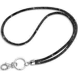 Mobile Phone Chain Glitter Mobile Phone Strap for Hanging Lanyard Long Mobile Phone Chain - Black