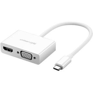 Ugreen USB Type C To HDMI + VGA Converter, 15cm - White