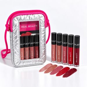 REALBEAUTY Mini Lip Essentials Collection – 5-Piece Lip Color Set with Mini Beauty Bag - Bag 01 – Red Collection