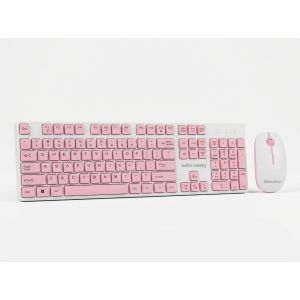 Golden King Wireless Keyboard and Mouse in Pink Color - Model GK100, Slim Elegant Design, Lightweight, Ideal for Daily Use & Office Work
