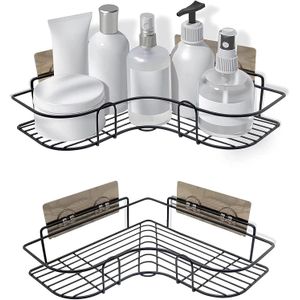 رف زاوية مقاوم للصدأ للحمام، منظم وحامل لاكسسوارات البانيو، رف تخزين يثبت على الحائط لتنظيم الشامبو، سلة تخزين لاصقة من ايزي بايريك